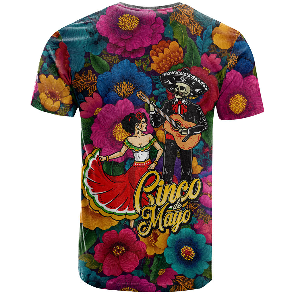 Cinco De Mayo T Shirt Mariachi Dancer - Vibrant Mexican Floral Fiesta Guitar Folk Art