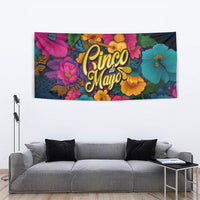 Cinco De Mayo Tapestry Mariachi Dancer - Vibrant Mexican Floral Fiesta Guitar Folk Art