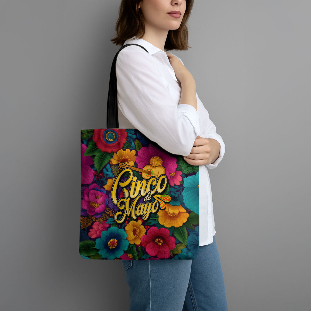 Cinco De Mayo Tote Bag Mariachi Dancer - Vibrant Mexican Floral Fiesta Guitar Folk Art