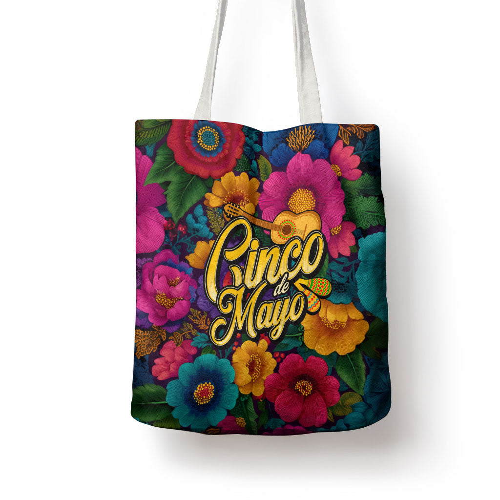 Cinco De Mayo Tote Bag Mariachi Dancer - Vibrant Mexican Floral Fiesta Guitar Folk Art