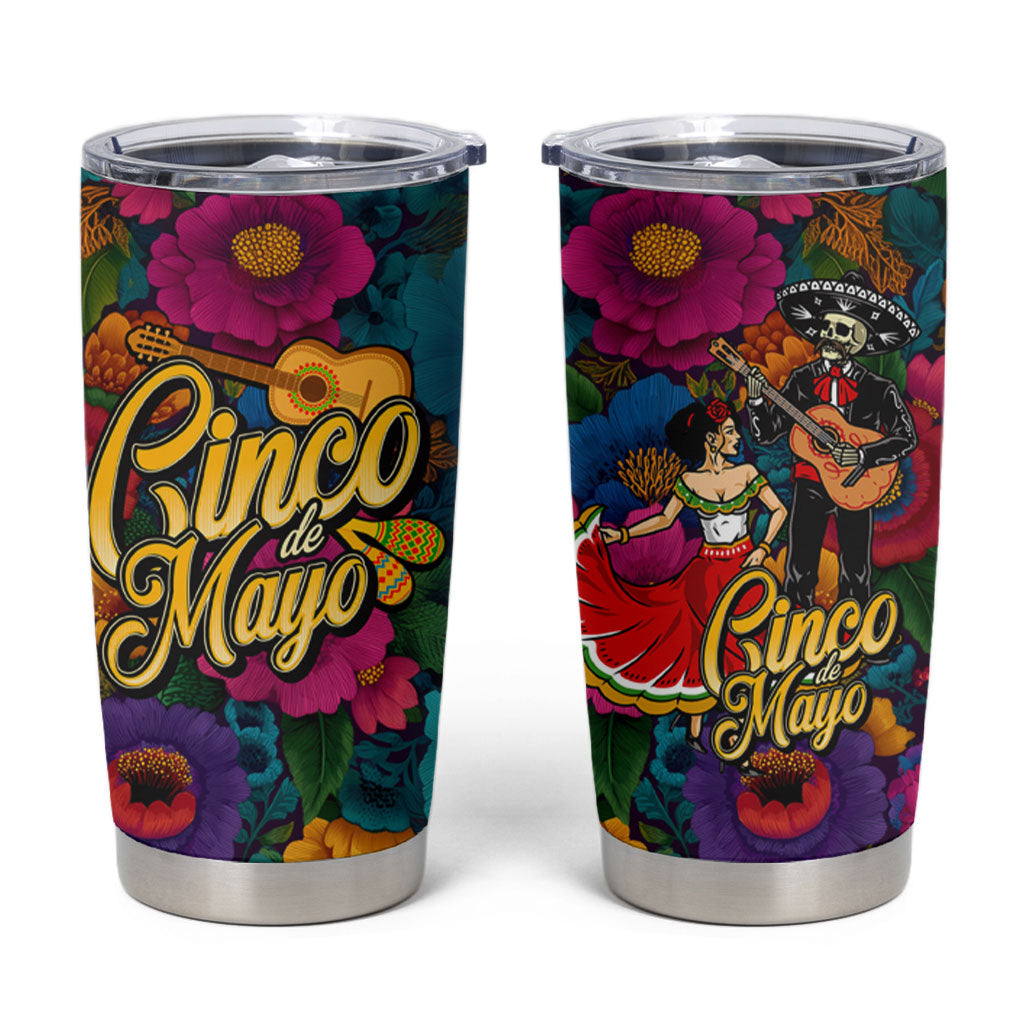 Cinco De Mayo Tumbler Cup Mariachi Dancer - Vibrant Mexican Floral Fiesta Guitar Folk Art