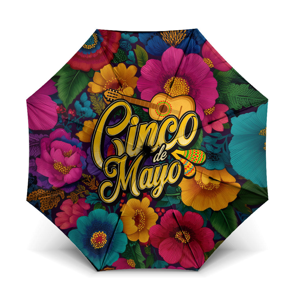 Cinco De Mayo Umbrella Mariachi Dancer - Vibrant Mexican Floral Fiesta Guitar Folk Art
