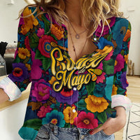Cinco De Mayo Women Casual Shirt Mariachi Dancer - Vibrant Mexican Floral Fiesta Guitar Folk Art