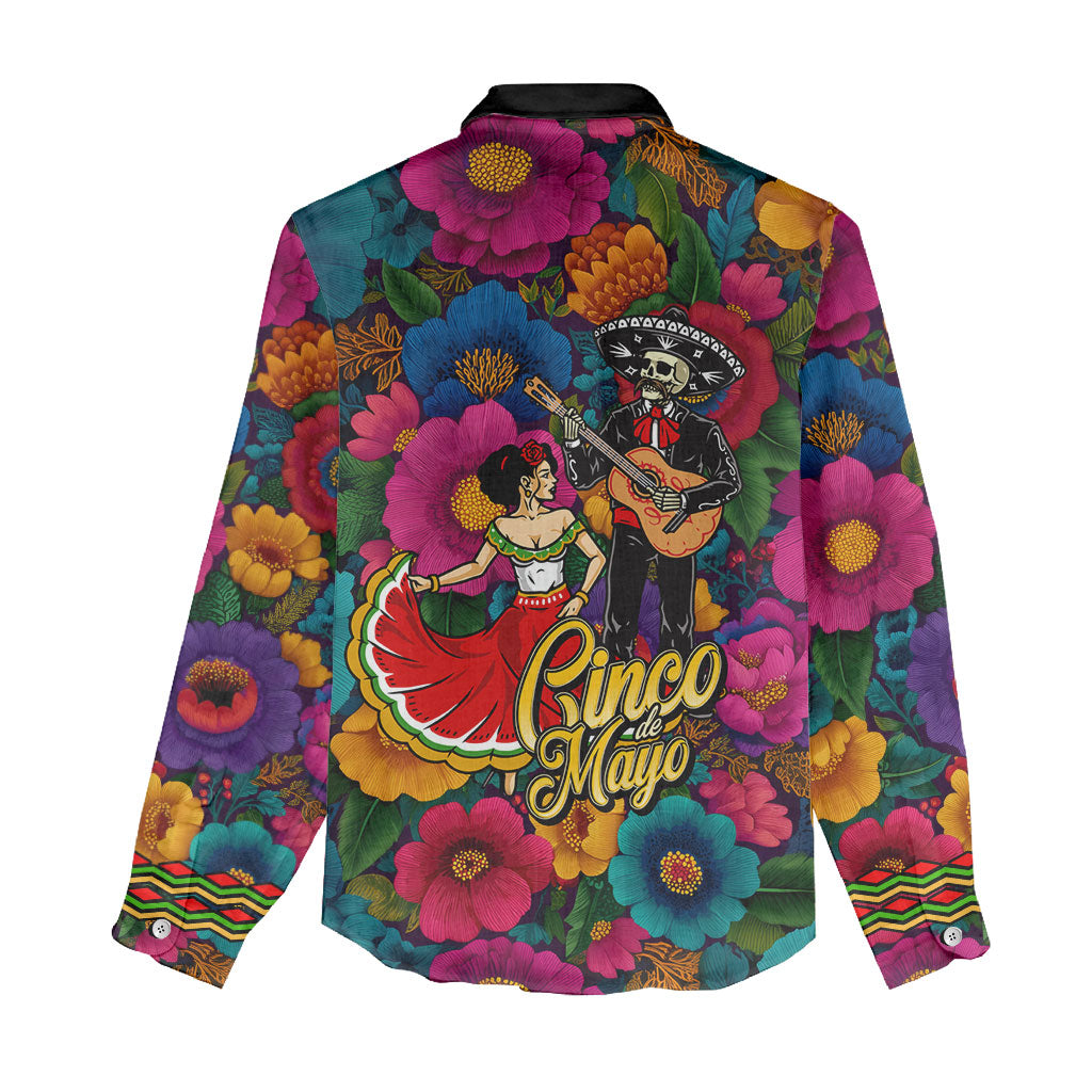 Cinco De Mayo Women Casual Shirt Mariachi Dancer - Vibrant Mexican Floral Fiesta Guitar Folk Art