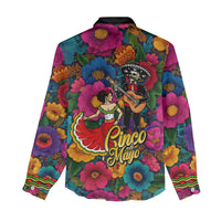 Cinco De Mayo Women Casual Shirt Mariachi Dancer - Vibrant Mexican Floral Fiesta Guitar Folk Art
