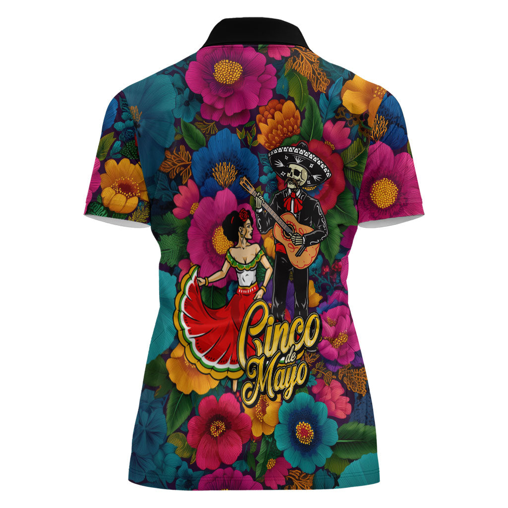 Cinco De Mayo Women Polo Shirt Mariachi Dancer - Vibrant Mexican Floral Fiesta Guitar Folk Art