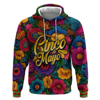 Cinco De Mayo Zip Hoodie Mariachi Dancer - Vibrant Mexican Floral Fiesta Guitar Folk Art