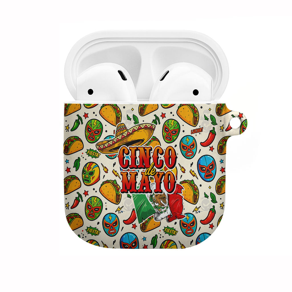 Cinco De Mayo AirPods Case Lucha Libre Wrestler - Pop Art Comic Style Mexican Fiesta Taco