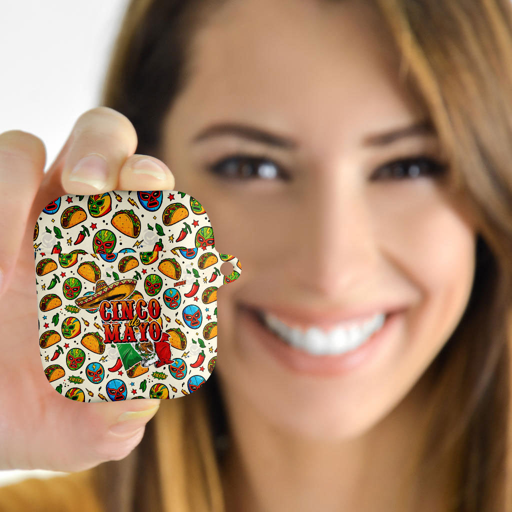 Cinco De Mayo AirPods Case Lucha Libre Wrestler - Pop Art Comic Style Mexican Fiesta Taco