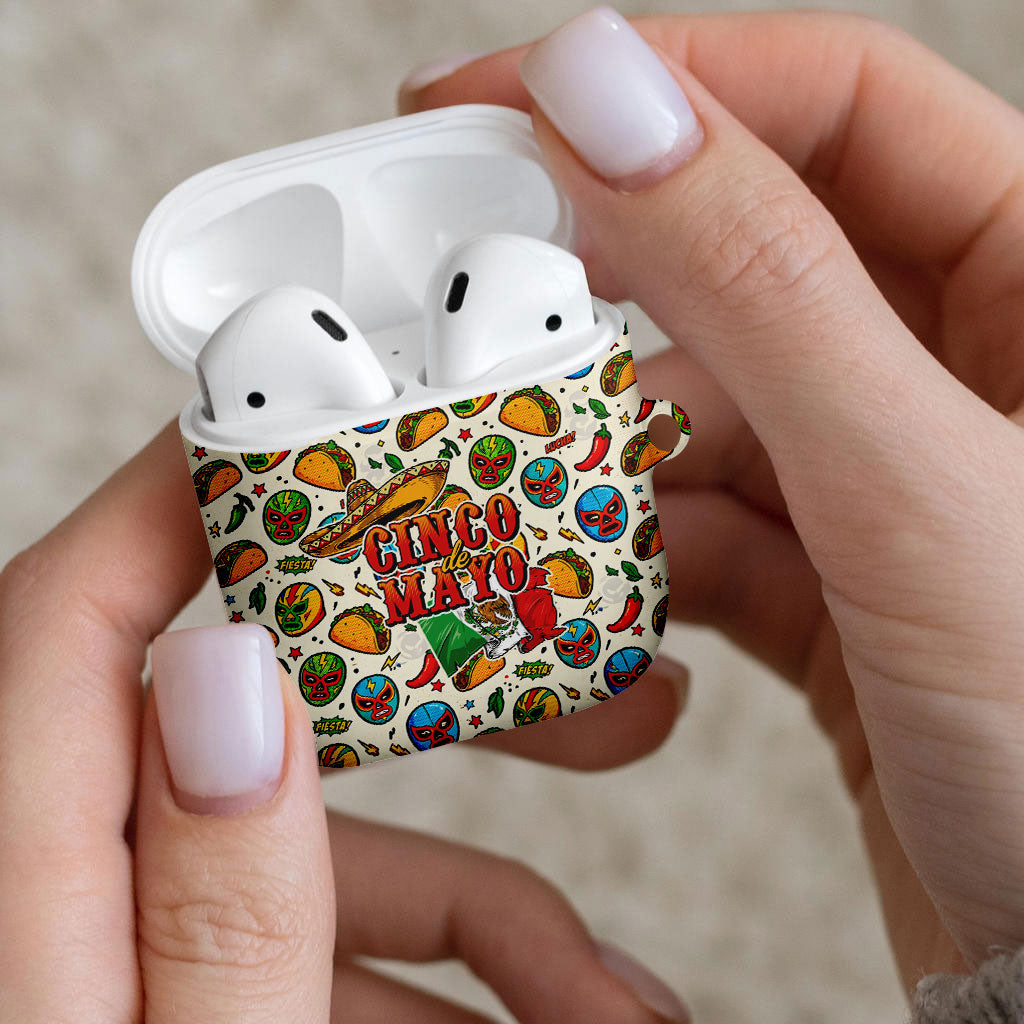 Cinco De Mayo AirPods Case Lucha Libre Wrestler - Pop Art Comic Style Mexican Fiesta Taco
