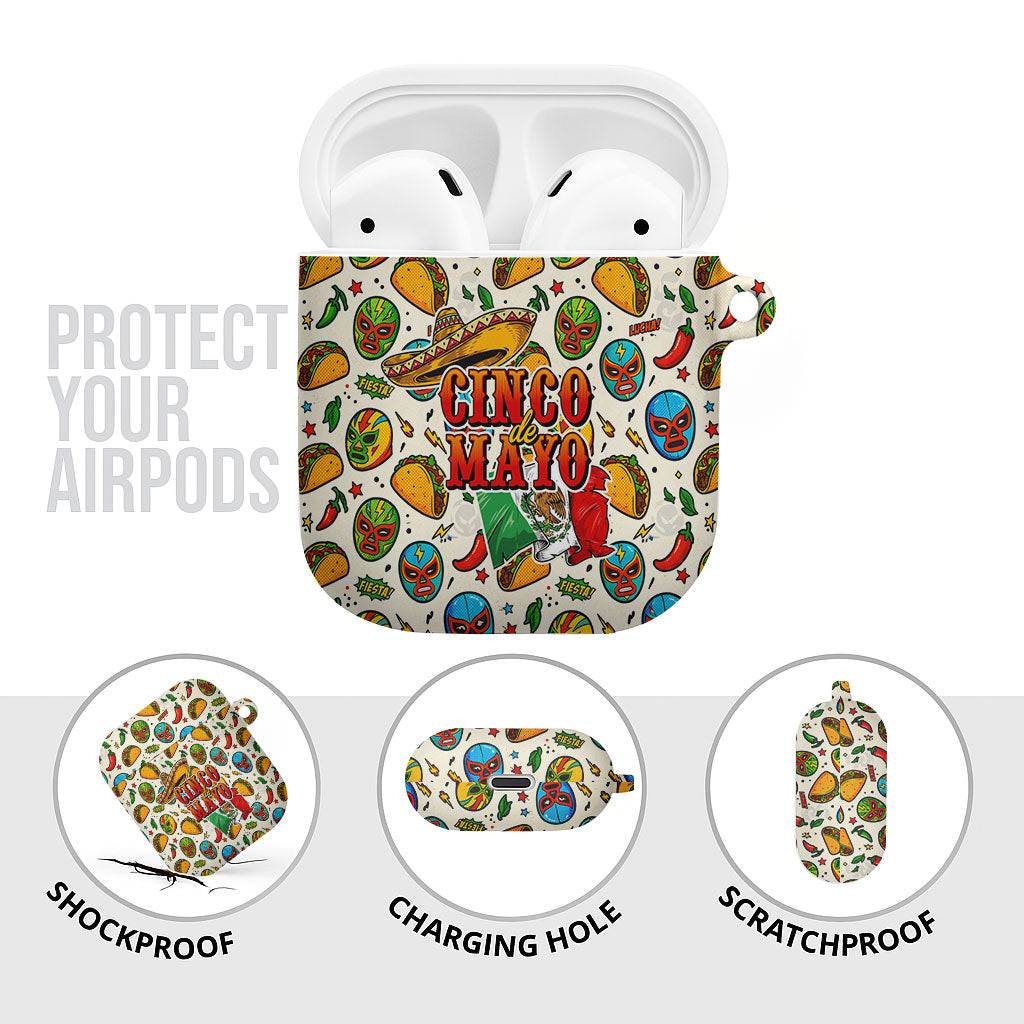 Cinco De Mayo AirPods Case Lucha Libre Wrestler - Pop Art Comic Style Mexican Fiesta Taco