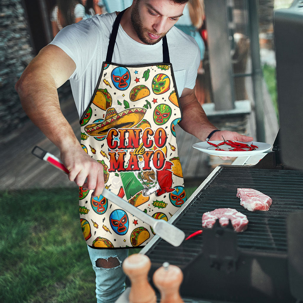 Cinco De Mayo Apron Lucha Libre Wrestler - Pop Art Comic Style Mexican Fiesta Taco