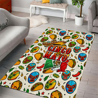 Cinco De Mayo Area Rug Lucha Libre Wrestler - Pop Art Comic Style Mexican Fiesta Taco