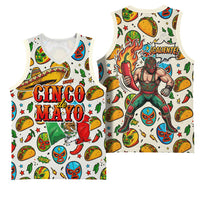 Cinco De Mayo Basketball Jersey Lucha Libre Wrestler - Pop Art Comic Style Mexican Fiesta Taco