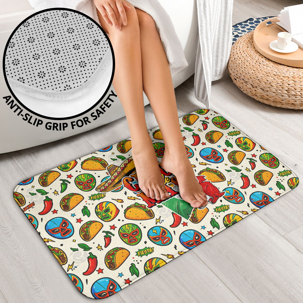 Cinco De Mayo Bathroom Set Lucha Libre Wrestler - Pop Art Comic Style Mexican Fiesta Taco