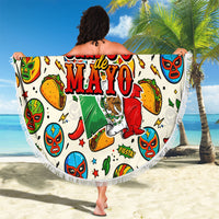 Cinco De Mayo Beach Blanket Lucha Libre Wrestler - Pop Art Comic Style Mexican Fiesta Taco