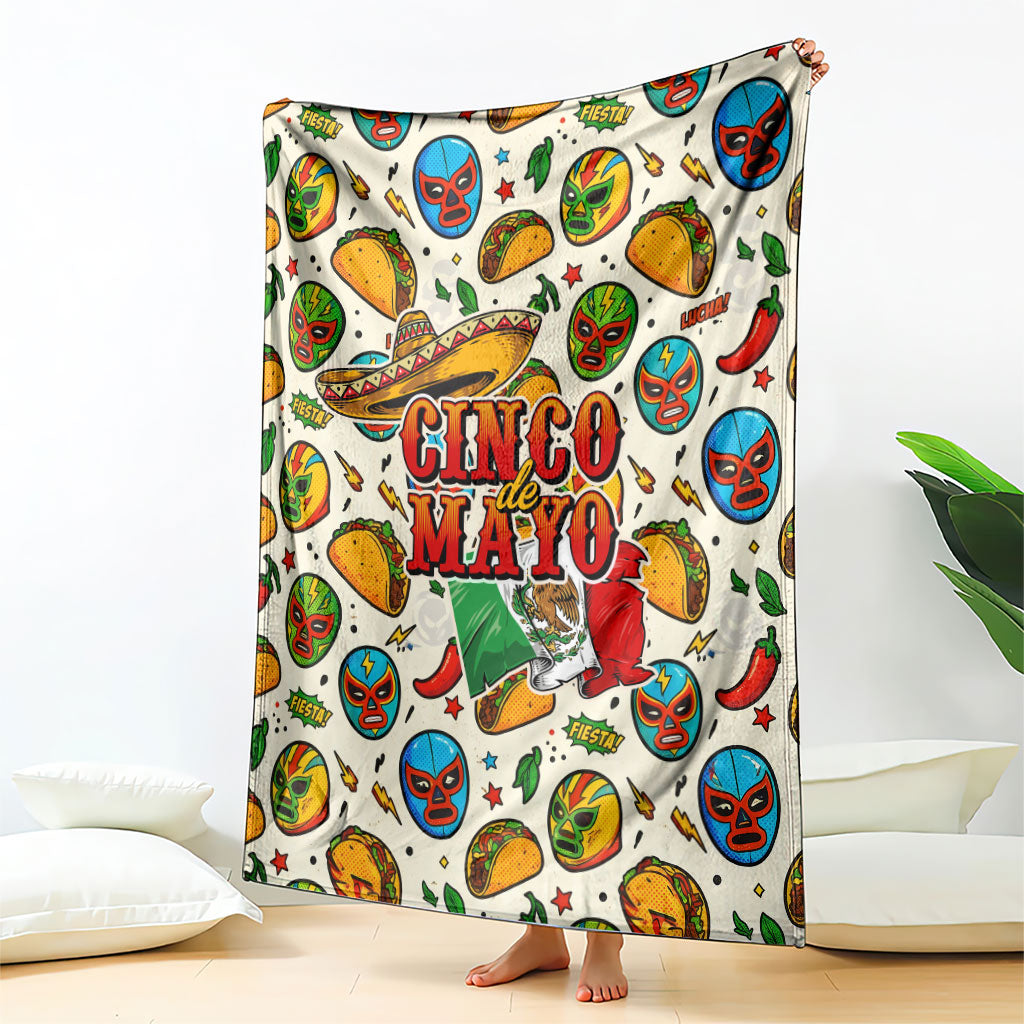 Cinco De Mayo Blanket Lucha Libre Wrestler - Pop Art Comic Style Mexican Fiesta Taco