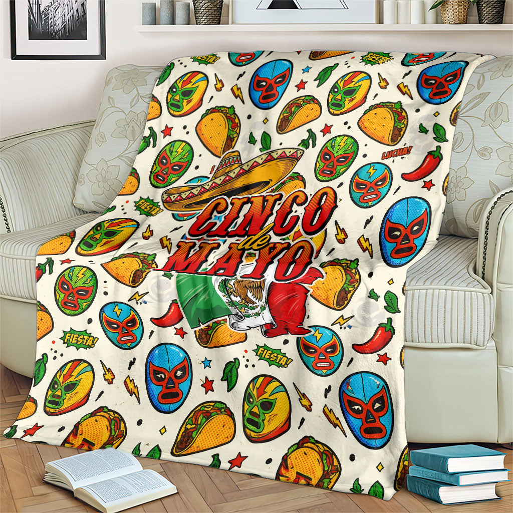Cinco De Mayo Blanket Lucha Libre Wrestler - Pop Art Comic Style Mexican Fiesta Taco