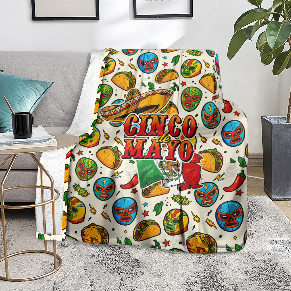 Cinco De Mayo Blanket Lucha Libre Wrestler - Pop Art Comic Style Mexican Fiesta Taco