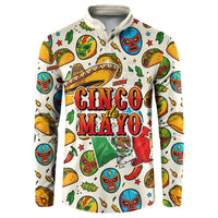 Cinco De Mayo Button Sweatshirt Lucha Libre Wrestler - Pop Art Comic Style Mexican Fiesta Taco