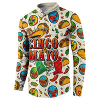 Cinco De Mayo Button Sweatshirt Lucha Libre Wrestler - Pop Art Comic Style Mexican Fiesta Taco