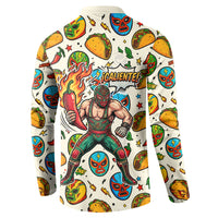 Cinco De Mayo Button Sweatshirt Lucha Libre Wrestler - Pop Art Comic Style Mexican Fiesta Taco