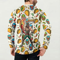 Cinco De Mayo Button Sweatshirt Lucha Libre Wrestler - Pop Art Comic Style Mexican Fiesta Taco