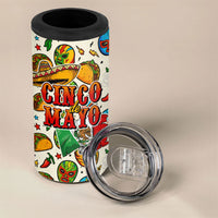 Cinco De Mayo 4 in 1 Can Cooler Tumbler Lucha Libre Wrestler - Pop Art Comic Style Mexican Fiesta Taco