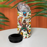 Cinco De Mayo 4 in 1 Can Cooler Tumbler Lucha Libre Wrestler - Pop Art Comic Style Mexican Fiesta Taco