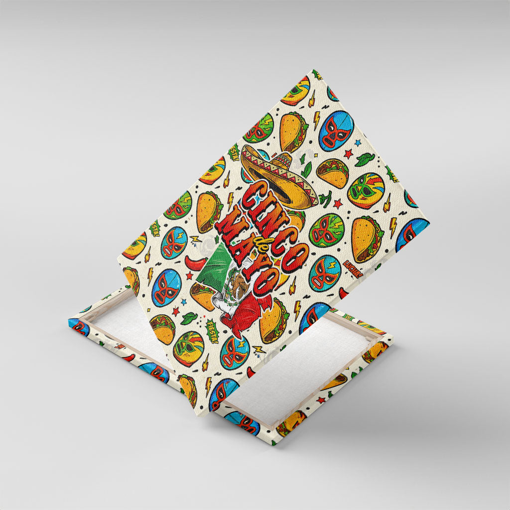 Cinco De Mayo Canvas Wall Art Lucha Libre Wrestler - Pop Art Comic Style Mexican Fiesta Taco