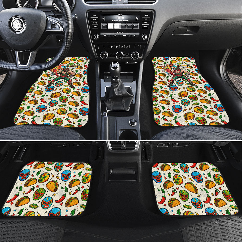 Cinco De Mayo Car Mats Lucha Libre Wrestler - Pop Art Comic Style Mexican Fiesta Taco