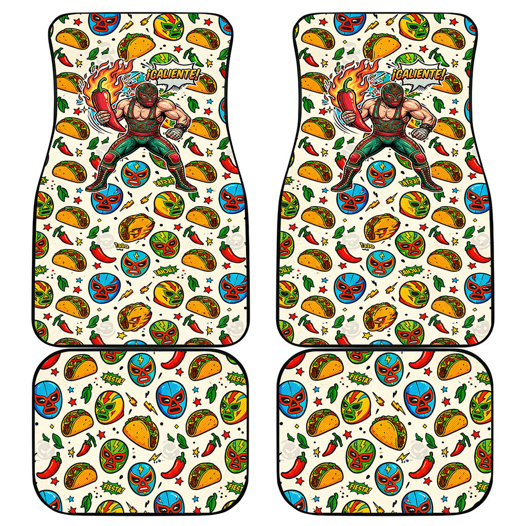 Cinco De Mayo Car Mats Lucha Libre Wrestler - Pop Art Comic Style Mexican Fiesta Taco