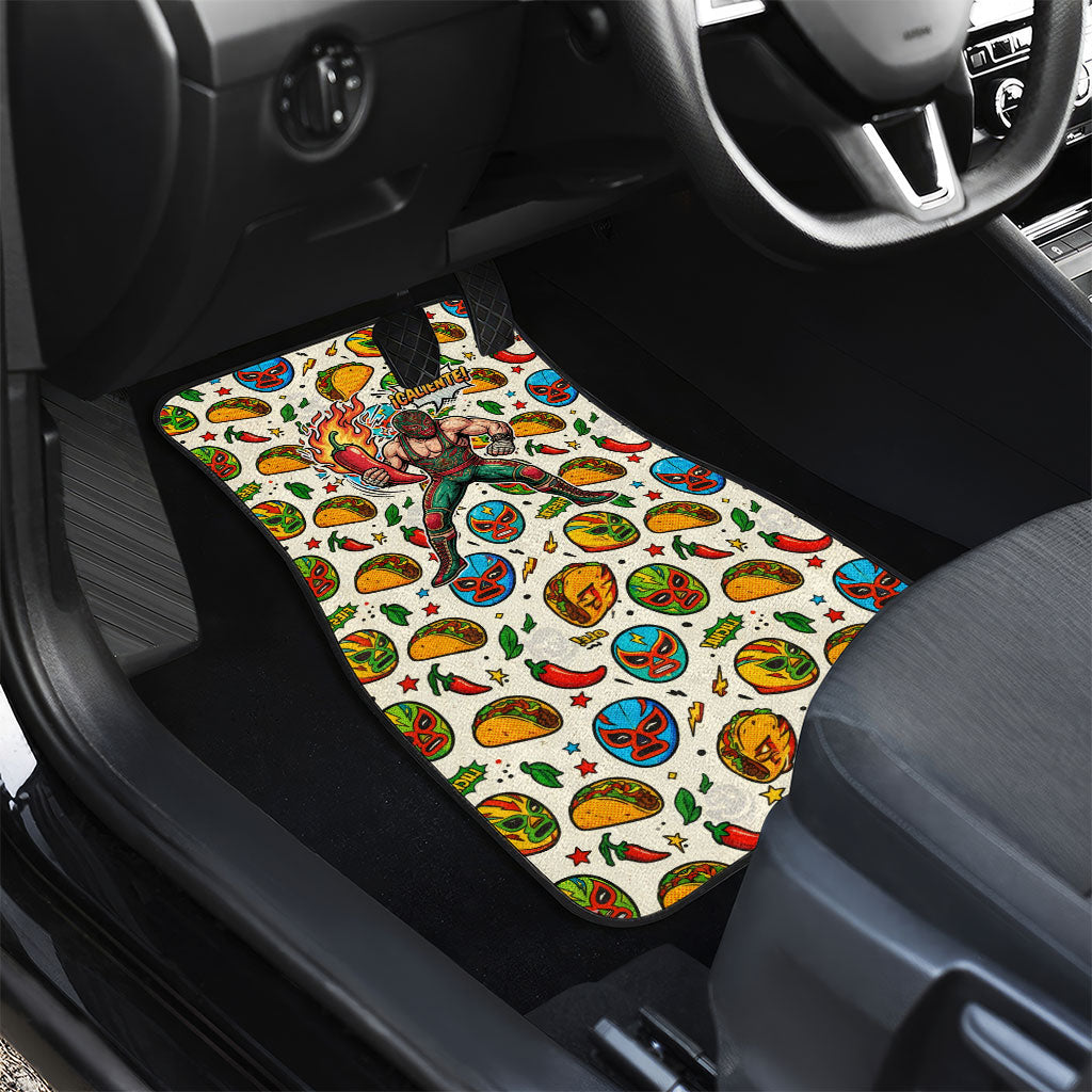 Cinco De Mayo Car Mats Lucha Libre Wrestler - Pop Art Comic Style Mexican Fiesta Taco