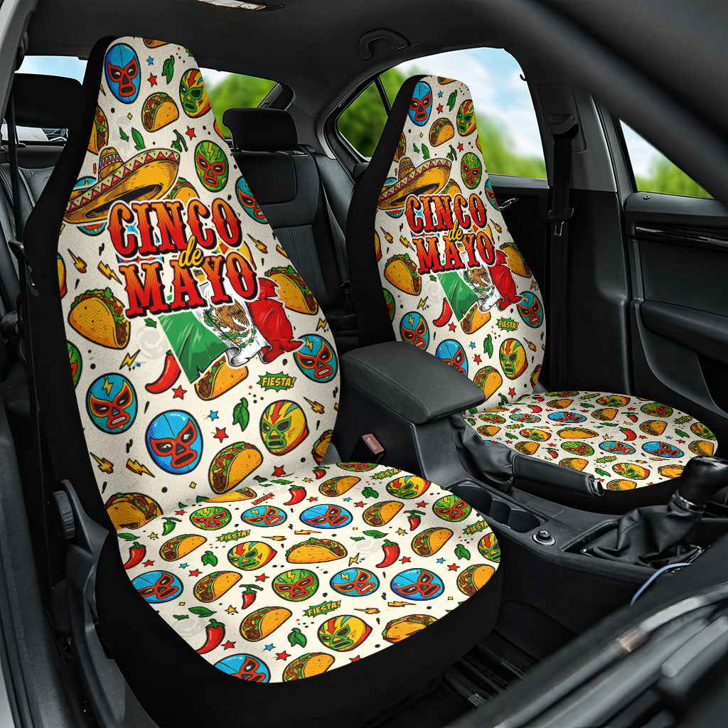 Cinco De Mayo Car Seat Cover Lucha Libre Wrestler - Pop Art Comic Style Mexican Fiesta Taco