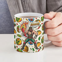 Cinco De Mayo Ceramic Mug Lucha Libre Wrestler - Pop Art Comic Style Mexican Fiesta Taco