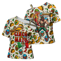 Cinco De Mayo Cross Shoulder Shirt Lucha Libre Wrestler - Pop Art Comic Style Mexican Fiesta Taco