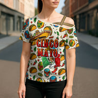 Cinco De Mayo Cross Shoulder Shirt Lucha Libre Wrestler - Pop Art Comic Style Mexican Fiesta Taco
