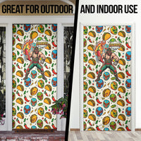 Cinco De Mayo Door Cover Lucha Libre Wrestler - Pop Art Comic Style Mexican Fiesta Taco