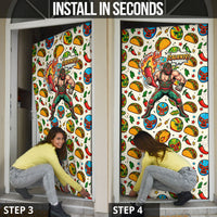 Cinco De Mayo Door Cover Lucha Libre Wrestler - Pop Art Comic Style Mexican Fiesta Taco