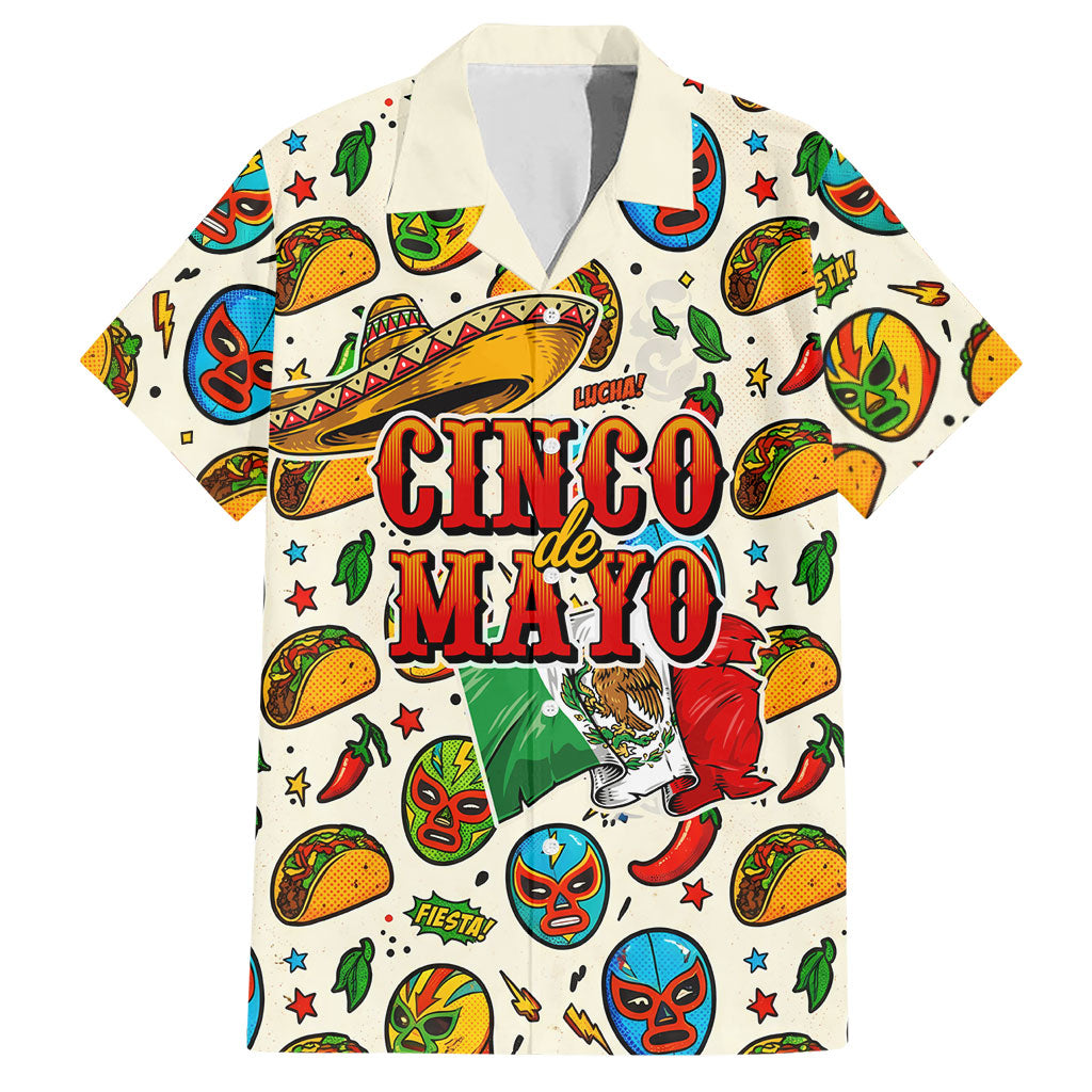 Cinco De Mayo Hawaiian Shirt Lucha Libre Wrestler - Pop Art Comic Style Mexican Fiesta Taco