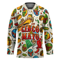 Cinco De Mayo Hockey Jersey Lucha Libre Wrestler - Pop Art Comic Style Mexican Fiesta Taco