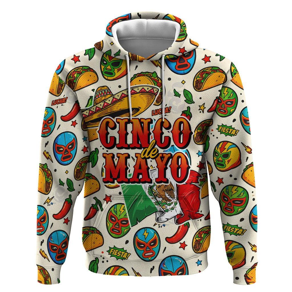 Cinco De Mayo Hoodie Lucha Libre Wrestler - Pop Art Comic Style Mexican Fiesta Taco
