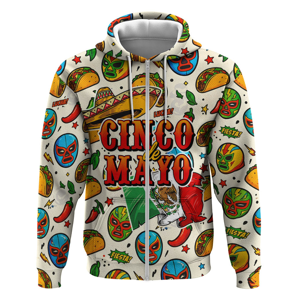 Cinco De Mayo Hoodie Lucha Libre Wrestler - Pop Art Comic Style Mexican Fiesta Taco