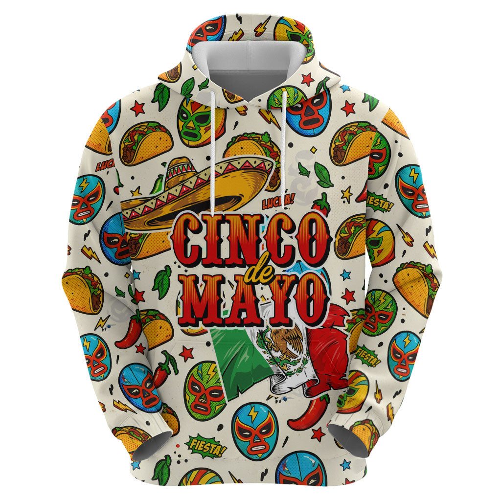 Cinco De Mayo Hoodie Lucha Libre Wrestler - Pop Art Comic Style Mexican Fiesta Taco