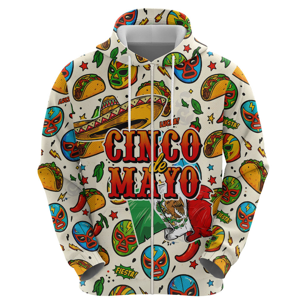 Cinco De Mayo Hoodie Lucha Libre Wrestler - Pop Art Comic Style Mexican Fiesta Taco