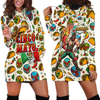 Cinco De Mayo Hoodie Dress Lucha Libre Wrestler - Pop Art Comic Style Mexican Fiesta Taco