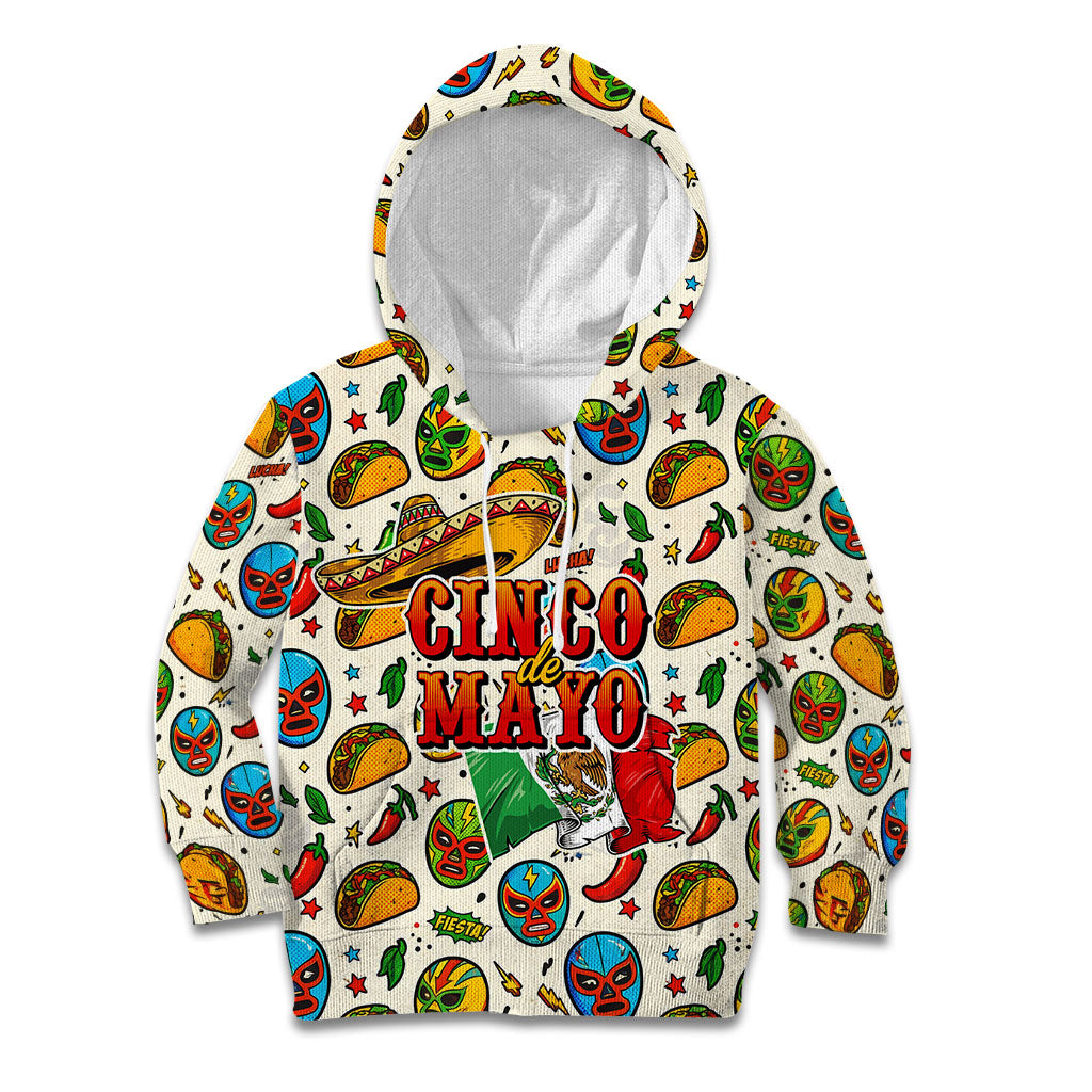 Cinco De Mayo Kid Hoodie Lucha Libre Wrestler - Pop Art Comic Style Mexican Fiesta Taco