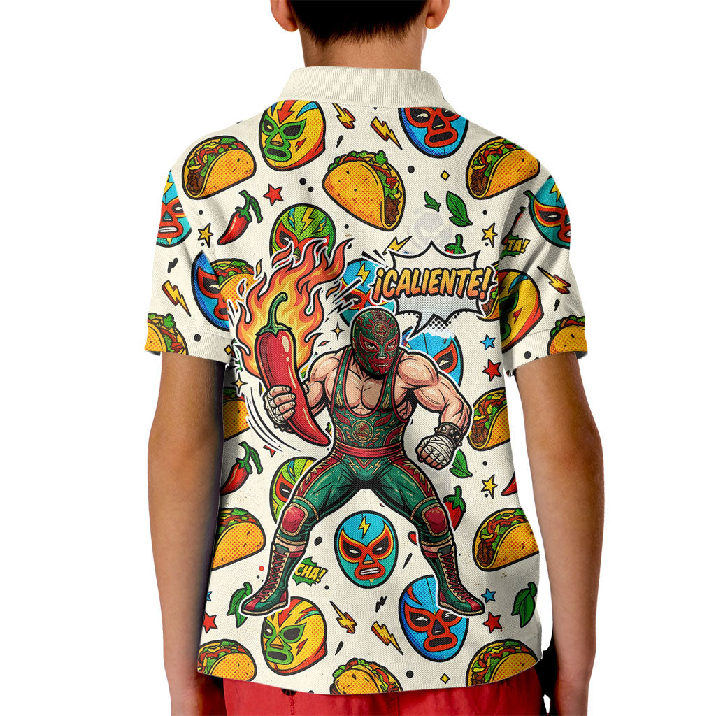 Cinco De Mayo Kid Polo Shirt Lucha Libre Wrestler - Pop Art Comic Style Mexican Fiesta Taco