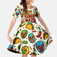 Cinco De Mayo Kid Short Sleeve Dress Lucha Libre Wrestler - Pop Art Comic Style Mexican Fiesta Taco