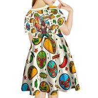 Cinco De Mayo Kid Short Sleeve Dress Lucha Libre Wrestler - Pop Art Comic Style Mexican Fiesta Taco